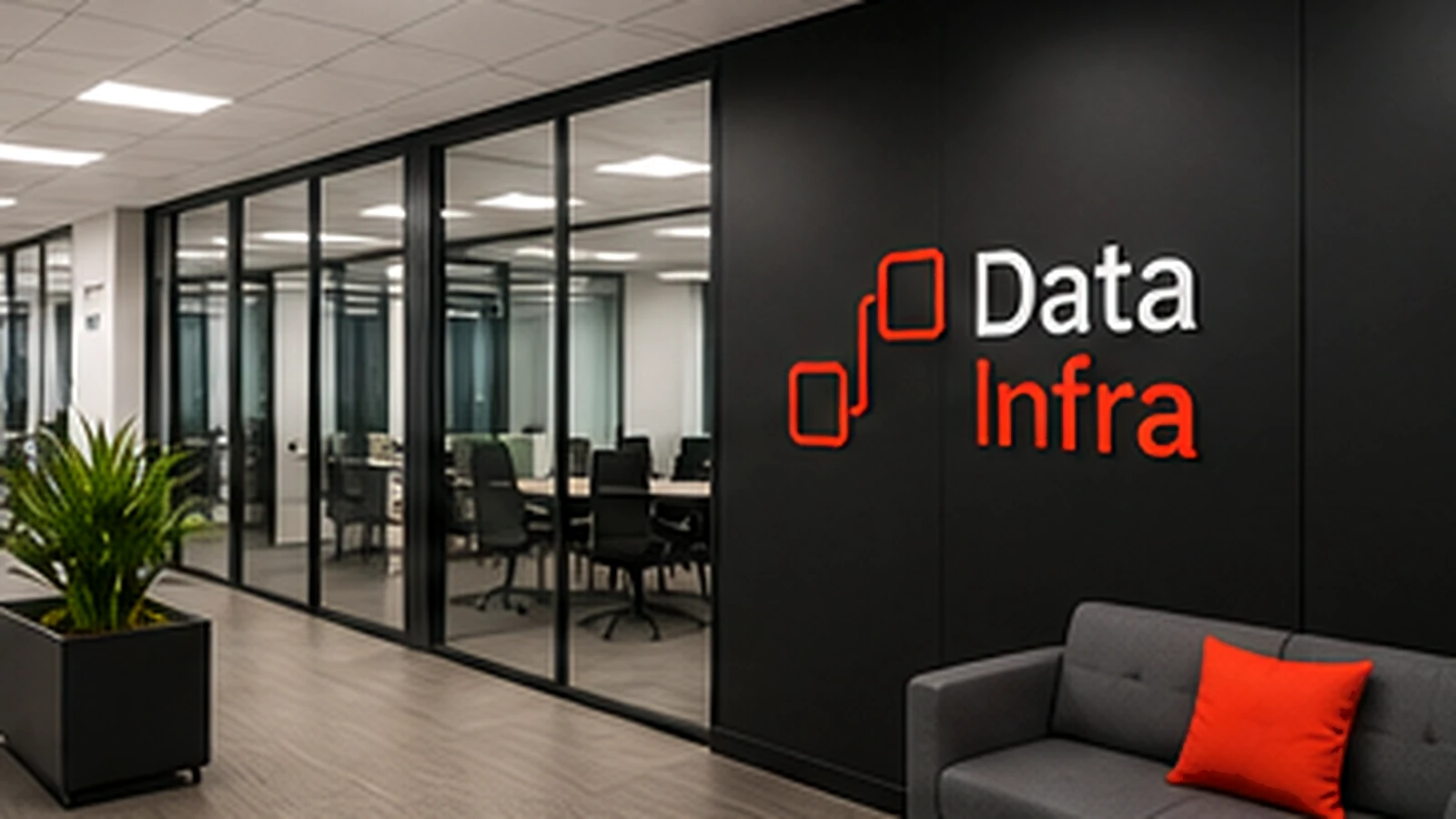 Modern commercial office prepared for network infrastructure